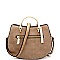 87388-LP Metal Handle Accent Textured Round Satchel