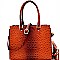 Ostrich Print Hardware Accent Classy Satchel SET