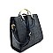 87452-LP Metal Handle Accent Structured Satchel