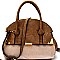 87461-LP Snake Print Embossed Velvet Accent Flap Dome Satchel