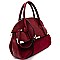 87461-LP Snake Print Embossed Velvet Accent Flap Dome Satchel