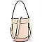 87543-LP Color Block Woven Straw Barrel-Shaped Shoulder Bag