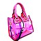 87613-LP Hologram Clear Structured Medium Satchel