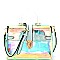 87627-LP Plastic Handle Accent Hologram Clear Push-Lock Satchel