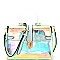 87627-LP Plastic Handle Accent Hologram Clear Push-Lock Satchel