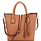 87677-LP Braided Strap Tassel Accent 2 in 1 Classy Tote