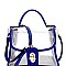 Turn-Lock Accent Transparent Clear Flap Satchel MH-87704