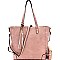 Tassel Accent Whipstitched Tote Wallet SET MH-87733