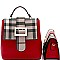 Buckle Accent Plaid 2 in 1 Convertible Backpack Cross Body SET MH-87801