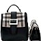 Buckle Accent Plaid 2 in 1 Convertible Backpack Cross Body SET MH-87801