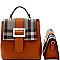 Buckle Accent Plaid 2 in 1 Convertible Backpack Cross Body SET MH-87801
