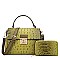 2 in 1 Crocodile Medium Flap Shoulder Bag Wallet Set