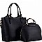 Trendy Metal Handle Dome-Satchel 2 in 1 Tote Value SET MH-87824