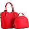 Trendy Metal Handle Dome-Satchel 2 in 1 Tote Value SET MH-87824