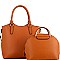 Trendy Metal Handle Dome-Satchel 2 in 1 Tote Value SET MH-87824