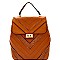 Chevron Pattern Whipstitched Patchwork Backpack MH-87885