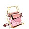 Cat Theme Metal Handle Clear 2 in 1 Cross Body with Sequin Pouch MH-87901