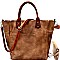 Two-Tone Rustic 2 Way Tote Wallet SET MH-87903