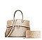 2 in 1 Ring Accent Crocodile Satchel Bag Wallet Set