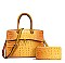 2 in 1 Ring Accent Crocodile Satchel Bag Wallet Set