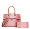 2 in 1 Ring Accent Crocodile Satchel Bag Wallet Set