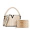 2 in-1 V- Accent Croc Satchel Purse / Wallet Set