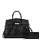 2in1 Classic Crocodile Skin Satchel Wallet Set