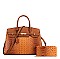 2in1 Classic Crocodile Skin Satchel Wallet Set