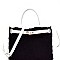 Faux-Fur Detail 2-Way Belted Satchel MH-896D