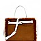 Faux-Fur Detail 2-Way Belted Satchel MH-896D