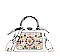 Gemstone & 3D Chrams Accent Scarfed Metal Frame Handbag