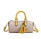 mustard Oval Monogram Satchel Bag