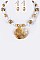 Engraved Shell Pendant Rosette Necklace Set
