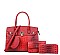 4 IN 1 Crocodile Embossed Padlock Accent Satchel - Cross body & Wallet Set