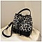 DRAW STRING LEOPARD PRINT BUCKET BAG