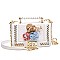 3D Flower-Pearl Design Chain Accent Satchel