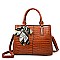 Croc Muti Compartment Scarfed Satchel Bag