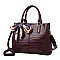 Croc Muti Compartment Scarfed Satchel Bag