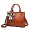 Croc Muti Compartment Scarfed Satchel Bag