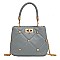 Gold Studded Twist Lock Satchel -Tote