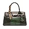 Crocodile Padlock Scarfed Handle Satchel