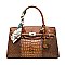 Crocodile Padlock Scarfed Handle Satchel