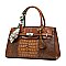 Crocodile Padlock Scarfed Handle Satchel