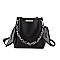 Scarfed / Chain Accented Bucket Shoulder Bag