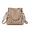 Scarfed / Chain Accented Bucket Shoulder Bag