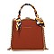 Scarfed Boxy Shape Fancy Satchel Boutique Bag