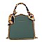 Scarfed Boxy Shape Fancy Satchel Boutique Bag