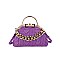 3D & Chain Accent Croc Metal Handle / Satchel