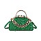 3D & Chain Accent Croc Metal Handle / Satchel