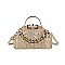 3D & Chain Accent Croc Metal Handle / Satchel